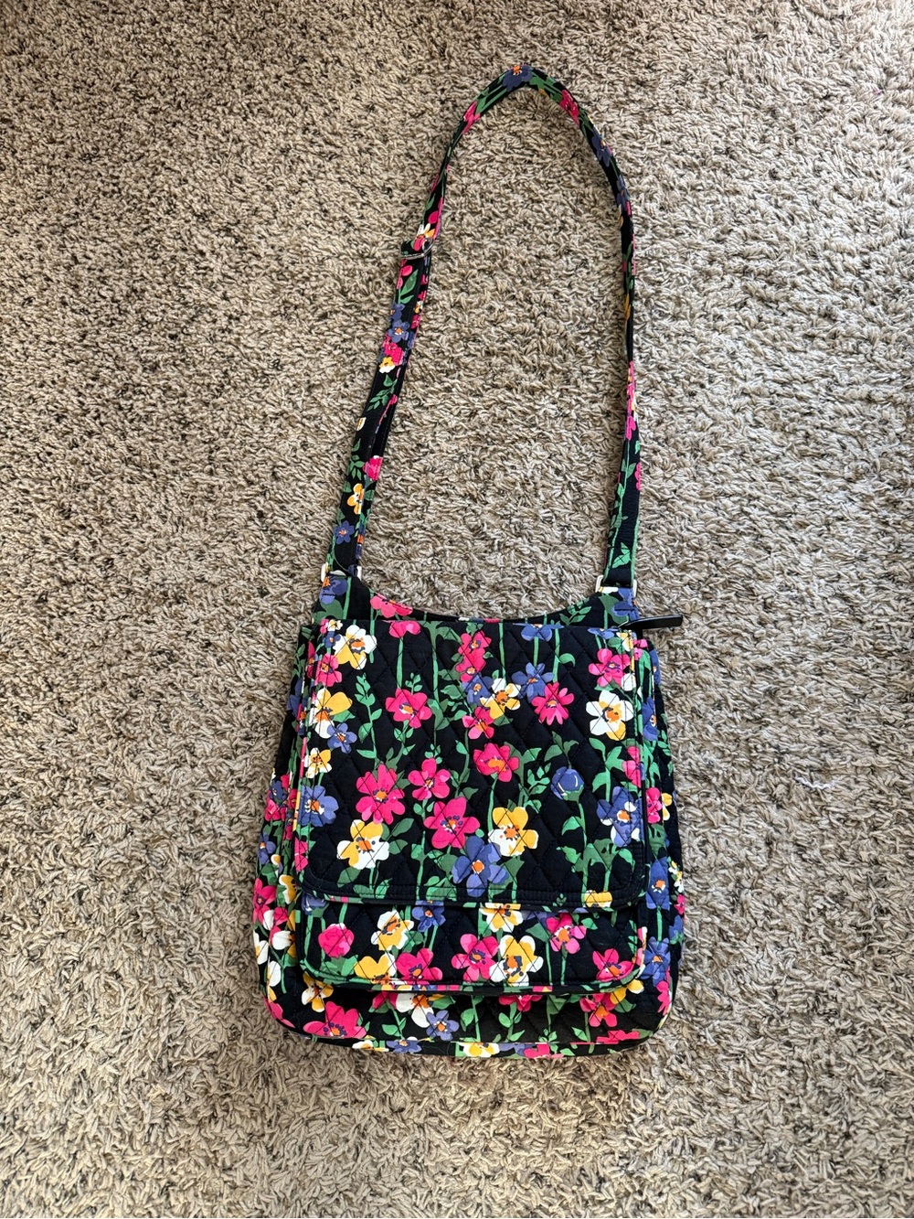 Vera Bradley Black Floral Quilted Crossbody